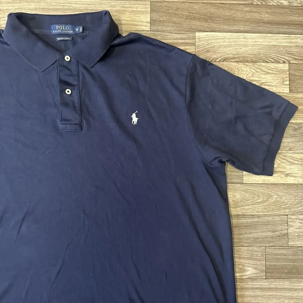 Polo Ralph Lauren Short Sleeve Polo Shirt Men’s 2XB Blue White Pony Logo Classic
